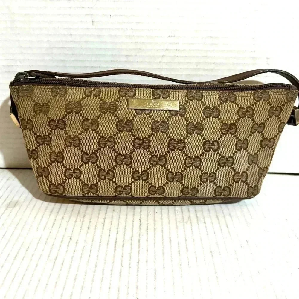 Gucci GG monogram boat pochette top handle neutral s canvas shoulder/ handbag - Picture 4 of 11